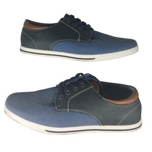 Bruno Marc Mens Chambray Denim Oxford Casual Dress Shoes Brown Tan Blue Size 9.5